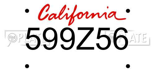 599Z56 California License Plate