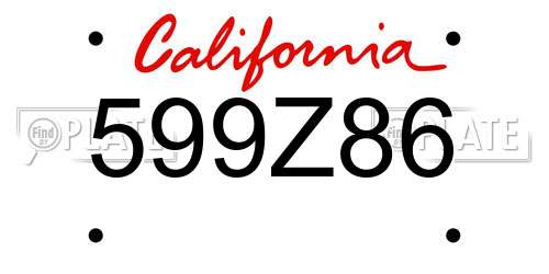599Z86 California License Plate