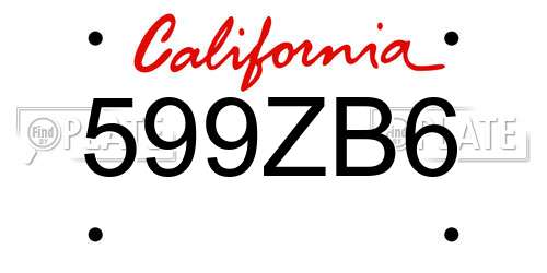 599ZB6 California License Plate