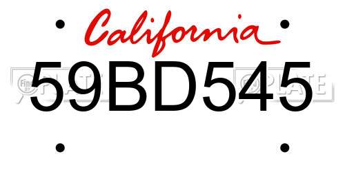 59BD545 California License Plate