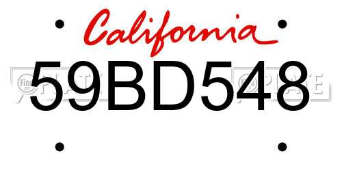 59BD548 California License Plate