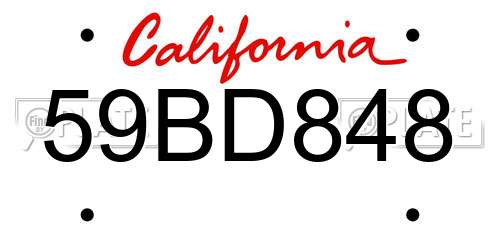 59BD848 California License Plate