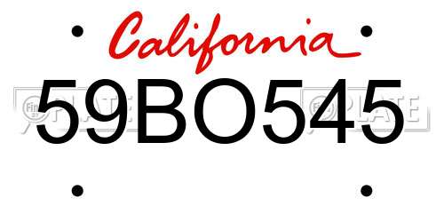 59BO545 California License Plate