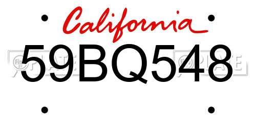 59BQ548 California License Plate