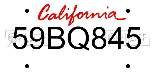 59BQ845 California License Plate