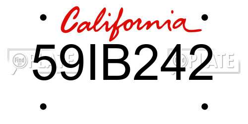 59IB242 California License Plate