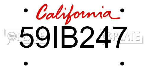 59IB247 California License Plate