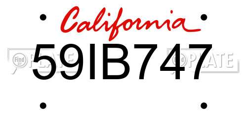59IB747 California License Plate