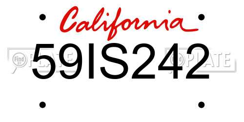 59IS242 California License Plate