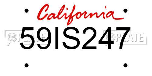 59IS247 California License Plate
