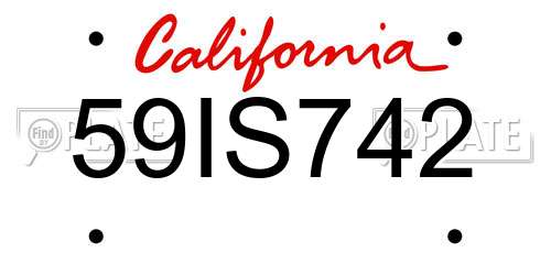 59IS742 California License Plate