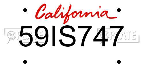 59IS747 California License Plate