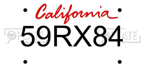 59RX84 California License Plate