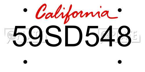 59SD548 California License Plate