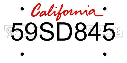 59SD845 California License Plate