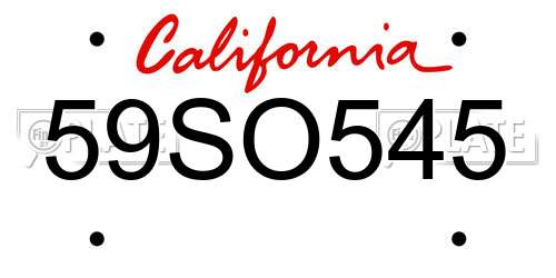 59SO545 California License Plate