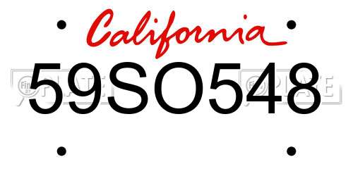 59SO548 California License Plate