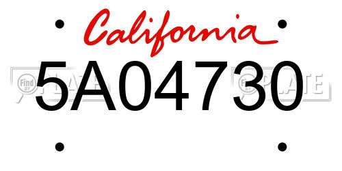 5A04730 California License Plate