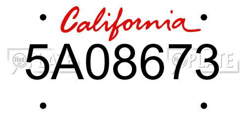 5A08673 California License Plate