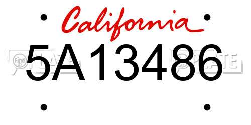 5A13486 California License Plate