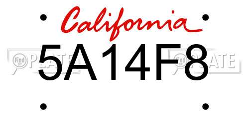 5A14F8 California License Plate