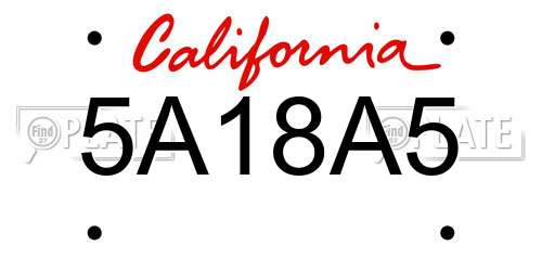 5A18A5 California License Plate