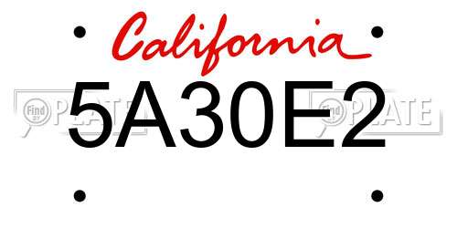 5A30E2 California License Plate