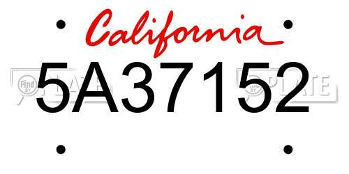 5A37152 California License Plate