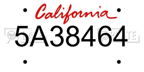 5A38464 California License Plate