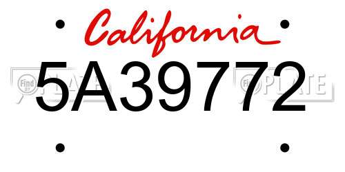 5A39772 California License Plate