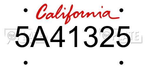 5A41325 California License Plate