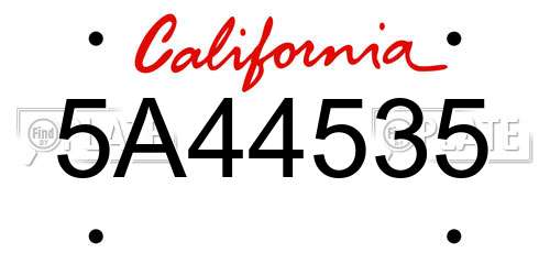 5A44535 California License Plate