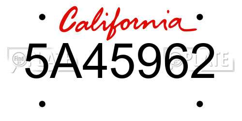 5A45962 California License Plate
