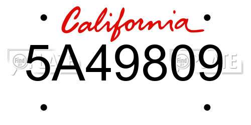 5A49809 California License Plate