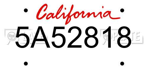 5A52818 California License Plate
