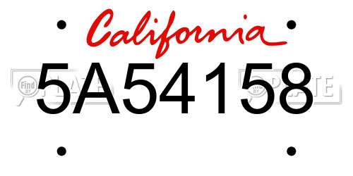 5A54158 California License Plate