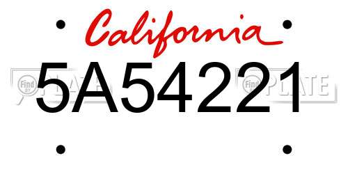 5A54221 California License Plate