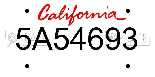 5A54693 California License Plate
