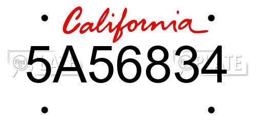 5A56834 California License Plate