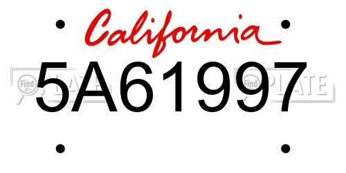 5A61997 California License Plate