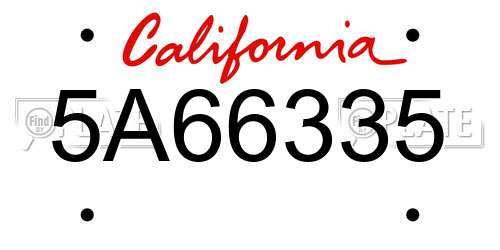 5A66335 California License Plate