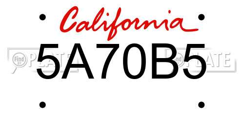 5A70B5 California License Plate