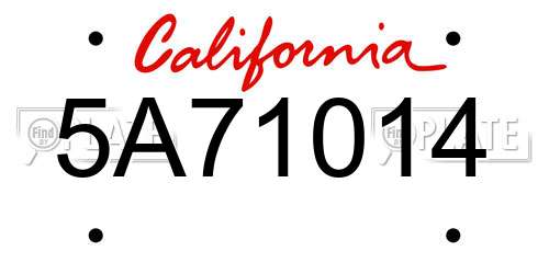 5A71014 California License Plate