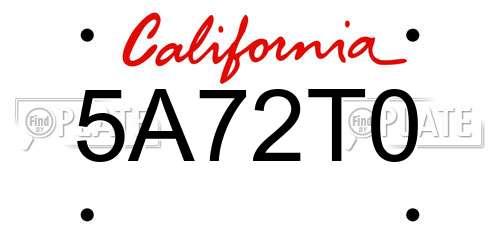 5A72T0 California License Plate