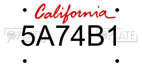 5A74B1 California License Plate