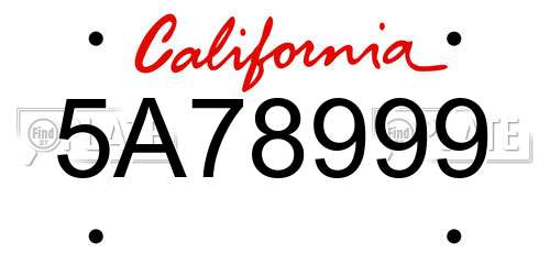 5A78999 California License Plate