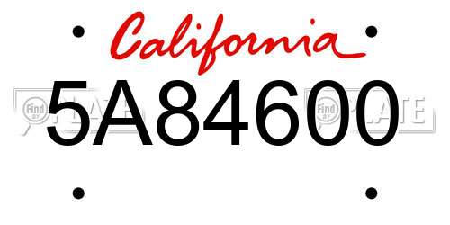 5A84600 California License Plate