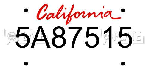 5A87515 California License Plate