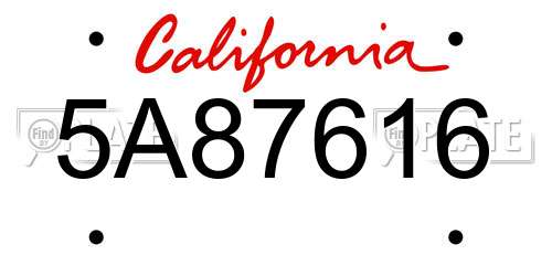 5A87616 California License Plate