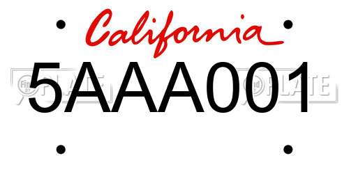 5AAA001 California License Plate
